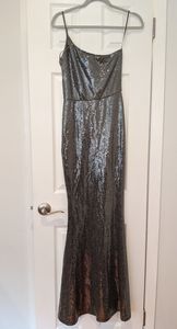 Long silver one shoulder dress (new with tags)